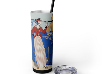 Costume de Yacht by George Barbier Skinny Tumbler with Straw, 20oz
