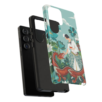 🐉🌿 The Dragon Keeper Phone Case – Art Deco Floral Fantasy