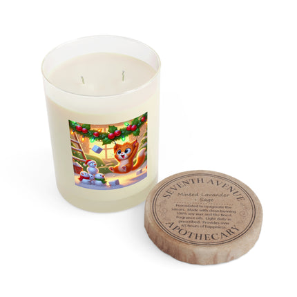 Naughty or Nice Kitten Christmas Scented Candle - Full Glass, 11oz