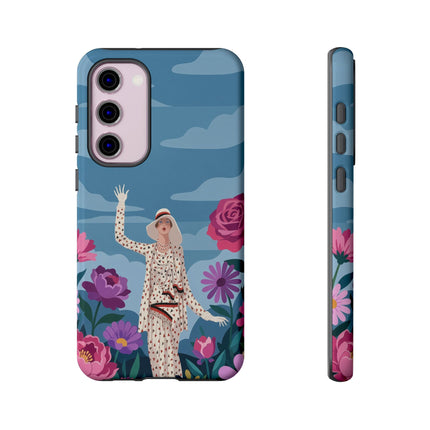 🌺👒 The Grand Flower Promenade Phone Case – Art Deco Fashion Illustration
