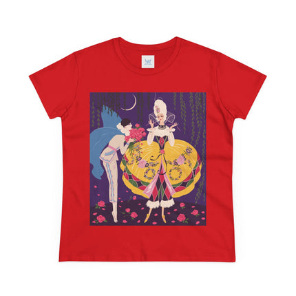 🌹🌙 The Queen Of The Midnight Roses Cotton Tee – Art Deco Garden Fantasy