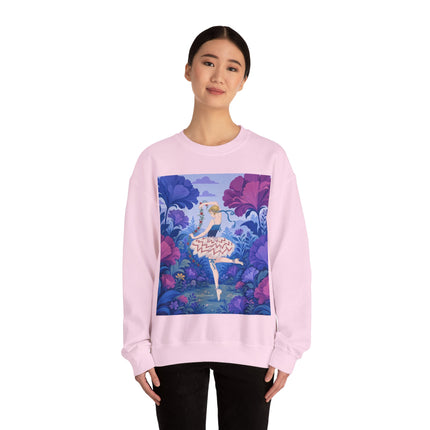 🌸🩰 The Enchanted Garden Ballet Crewneck Sweatshirt – Art Deco Floral Whimsy