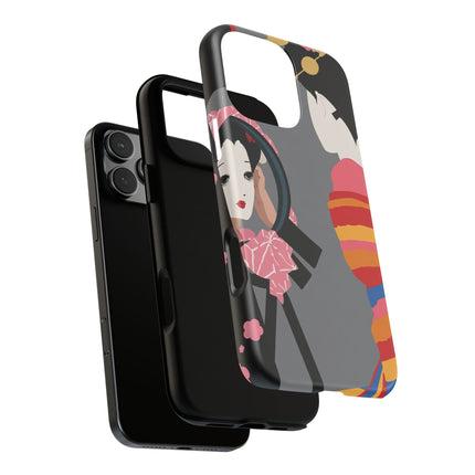 Geisha Mirror Phone Case – Elegant Reflection & Timeless Beauty