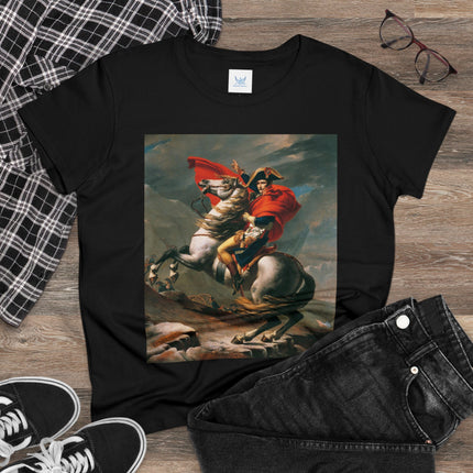 Napoleon Crossing the Alps by Jacques-Louis David Women's Midweight Cotton Tee