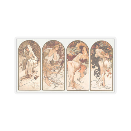 The Seasons by Alphonse Maria Mucha Kiss-Cut Stickers (4 Sizes)