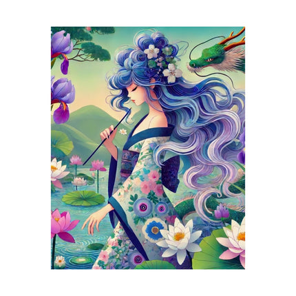 🐉🪷 Fairy of the Koi Pond Matte Vertical Poster – Tranquil Magic & Dragon Grace
