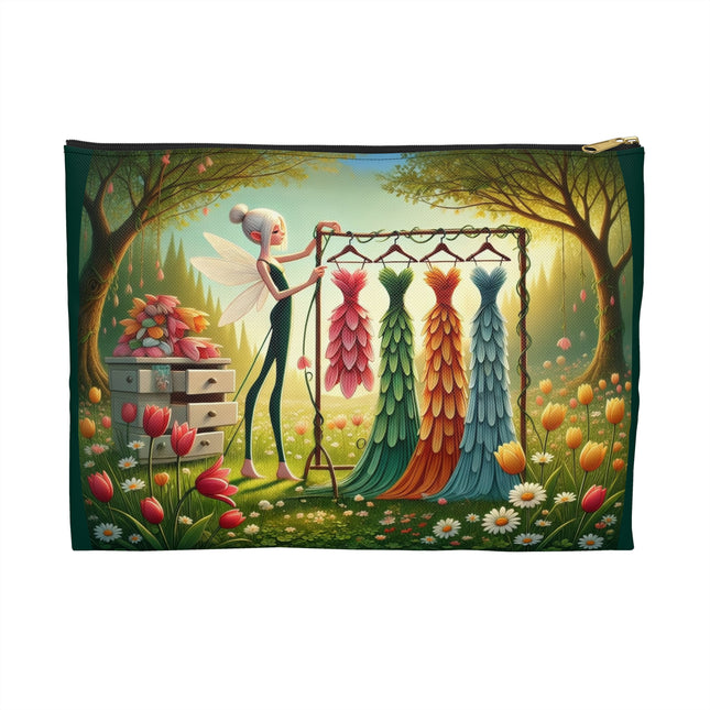 Tulip Wardrobe Flat Pouch – Botanical Couture & Whimsical Elegance