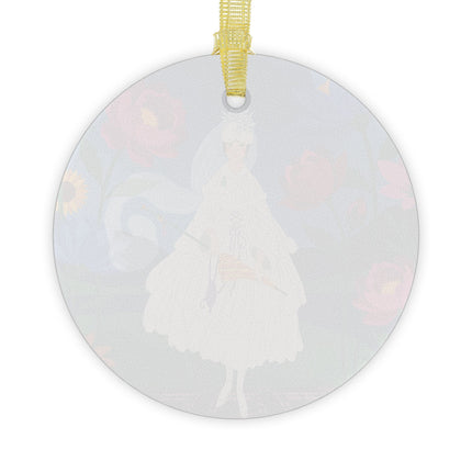 ☂️👒 The Lady Of The Golden Parasol Glass Ornament – Art Deco Fashion Illustration