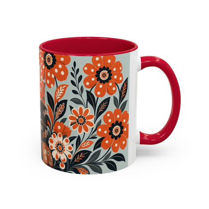 🧳🌼 The Grand Floral Voyage Colorful Mug – Art Deco Travel Elegance