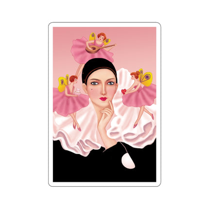 Pierrot & Fairies Dressed in Pink by Sofia Chiostri Kiss-Cut Stickers (4 Sizes)