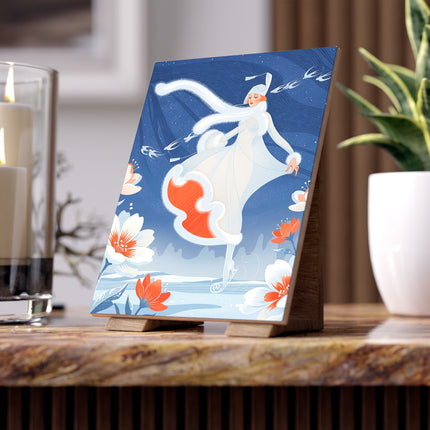❄️⛸️ The Winter Ice Dancer Ceramic Tile – Art Deco Winter Elegance