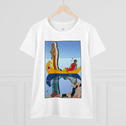 Le long du Missouri (Indian couple in a canoe on the Missouri River) by George Barbier Women's Midweight Cotton Tee