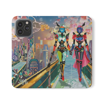 🤖🌆 Cyber Punk Robot Models Flip Case – Futuristic Fashion & Neon Elegance