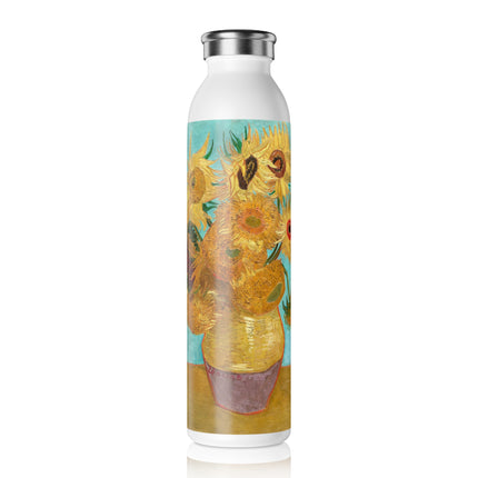 Vase with Twelve Sunflowers by Vincent Van Gogh Slim Water Bottle