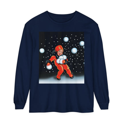Festive Snowball Unisex Garment-dyed Long Sleeve T-Shirt