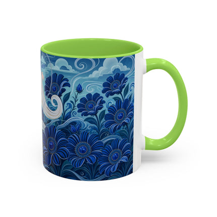 💙🌸 The Sapphire Wind Dancer Colorful Mug – Art Deco Floral Fantasy