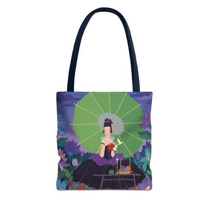 🧶🌸 The Lady Of The Enchanted Knitting Garden Tote Bag – Art Deco Floral Fantasy