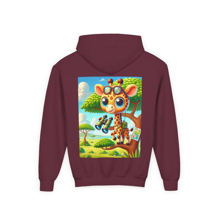 Giraffe Lookout Youth Hooded Sweatshirt – Adventure, Curiosity & Cozy Comfort