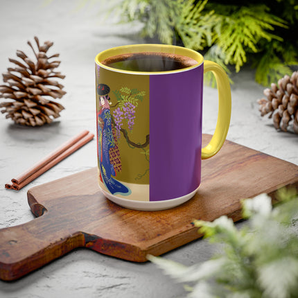 Wisteria Elegance Colorful Mug (11oz, 15oz) – Floral Beauty, Kimono Art & Timeless Grace