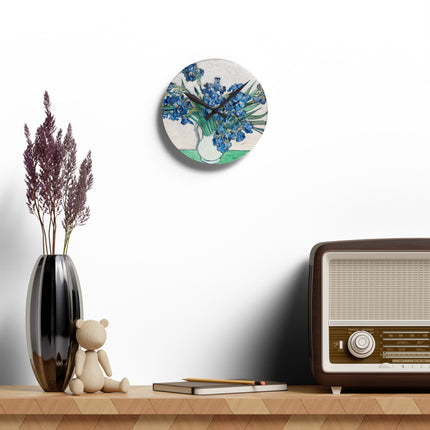 Irises by Vincent Van Gogh Acrylic Wall Clock, Round and Square
