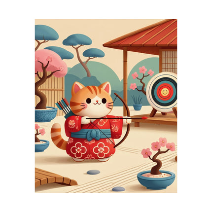 🏹🐱 Archer Kitten in the Zen Garden Matte Vertical Poster – Focus, Whimsy & Zen Balance