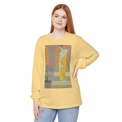 Sur Les Marches Du Jardin by Georges LePape Garment-dyed Long Sleeve T-Shirt