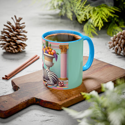 Still Life with Zebra, Fruit, and Pink Columns Colorful Mugs (11oz, 15oz)