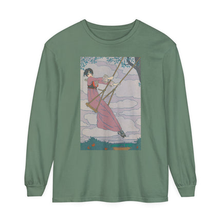 La balançoire by Georges Lepape Garment-dyed Long Sleeve T-Shirt