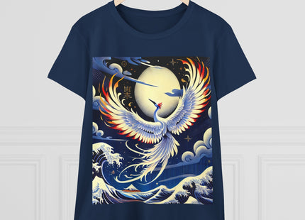 Majestic White Crane Women's Midweight Cotton Tee