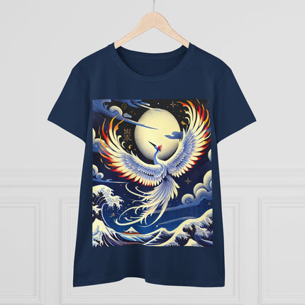Majestic White Crane Cotton Tee