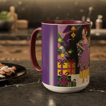 🎁✨ The Lavender Christmas Masquerade Colorful Mug – Art Deco Holiday Fantasy