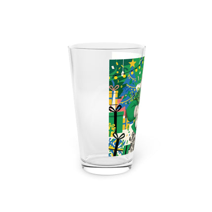 🍀🎄 The Emerald Holly Christmas Pint Glass – Art Deco Holiday Elegance