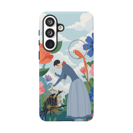 🦜🌺 The Lady Of The Garden Aviary Phone Case – Art Deco Floral Whimsy