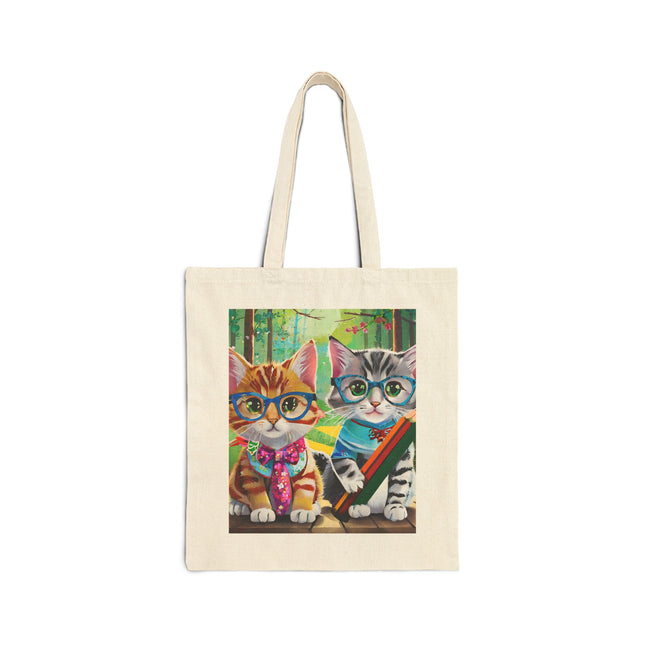 Kitten Scholars Cotton Canvas Tote Bag