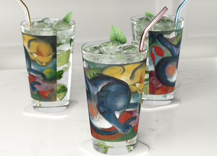 Two Cats, Blue and Yellow by Franz Marc Glass, 16oz
