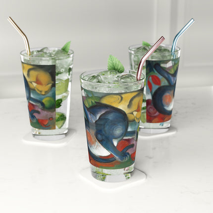 Two Cats, Blue and Yellow by Franz Marc Glass, 16oz