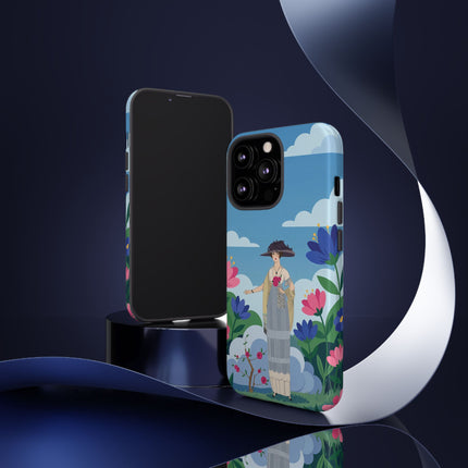 🌸🎩 The Lady Of The Grand Flower Garden Phone Case – Art Deco Fashion Illustration