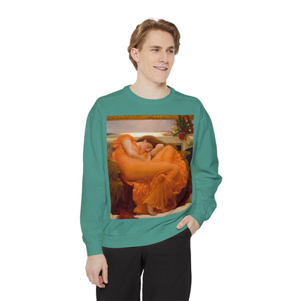 Flaming June by Frederic Leighton Unisex Garment-Dyed Sweatshirt