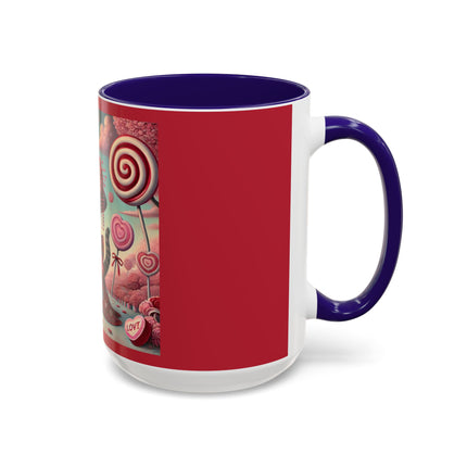 Whimsical Geisha Kitten in a Valentine Garden Colorful Mugs (11oz, 15oz)