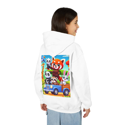 Safari Friends on the Move Youth Hooded Sweatshirt – Adventure, Friendship & Sunny Fun