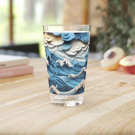 Dramatic Ocean with Crashing Waves Glass, 16oz