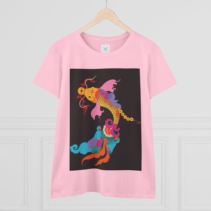 Golden Koi Women's Midweight Cotton Tee – Prosperity & Vibrant Energy
