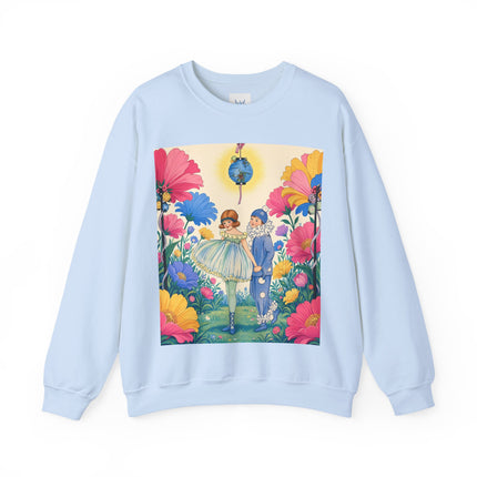 🌸🏮 The Lantern Garden Stroll Crewneck Sweatshirt – Art Deco Floral Whimsy
