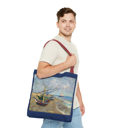 Fishing Boats on the Beach at Saintes-Maries by Vincent Van Gogh Tote Bag (AOP)