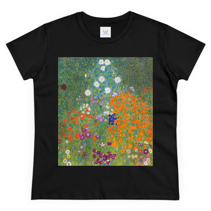 Cottage Garden by Gustav Klimt Women's Midweight Cotton Tee