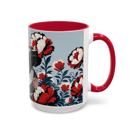 ❤️🌺 The Scarlet Blossom Dancer Colorful Mug – Art Deco Fashion Whimsy