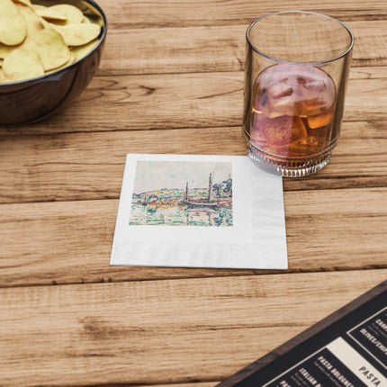 Concarneau by Paul Signac White Coined Napkins