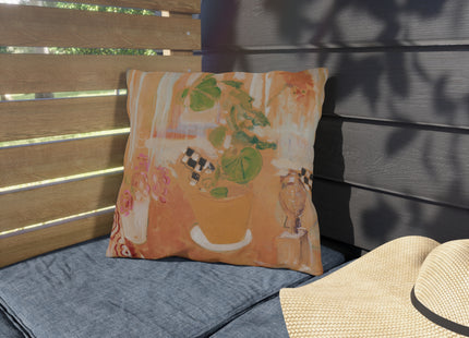 Still Life with Bronze Head by Oskar Moll Outdoor Pillows