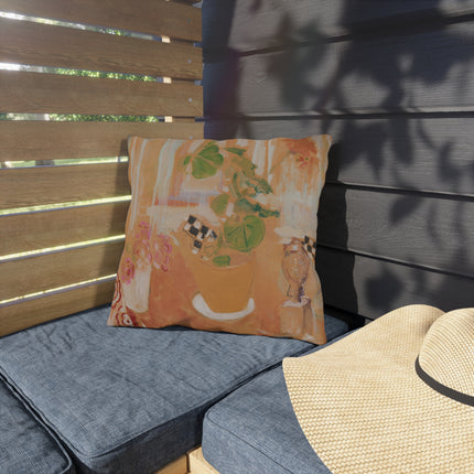 Still Life with Bronze Head by Oskar Moll Outdoor Pillows