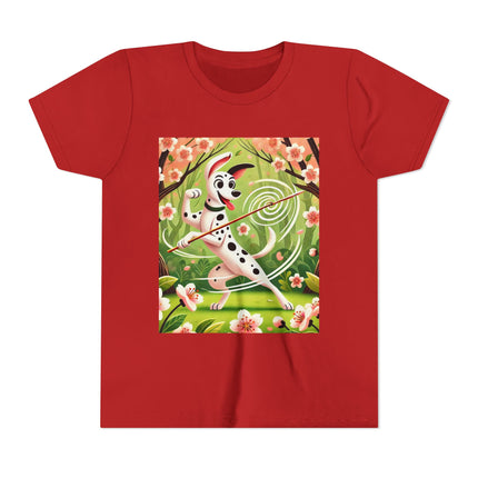 Dalmatian Dance in the Cherry Blossom Grove Youth Short Sleeve Tee